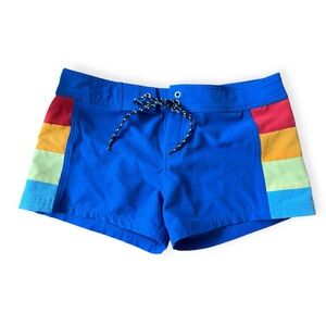 Blue Swim Trunks with color block stripe - Size 6